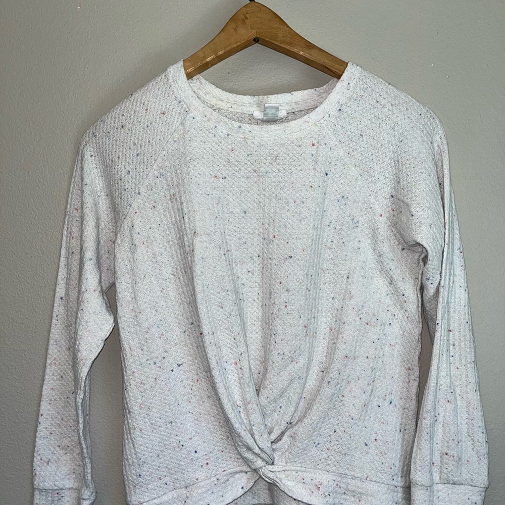 dip White Speckled Twist Front Sweatshirt